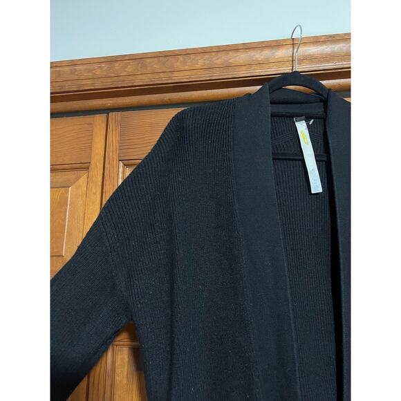 Lululemon Women's Merino Wool-Blend Ribbed Long Wrap Cardigan Sweater Black SZ 8 - Picture 4 of 9